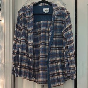 American Eagle Blue and Orange Plaid Shirt